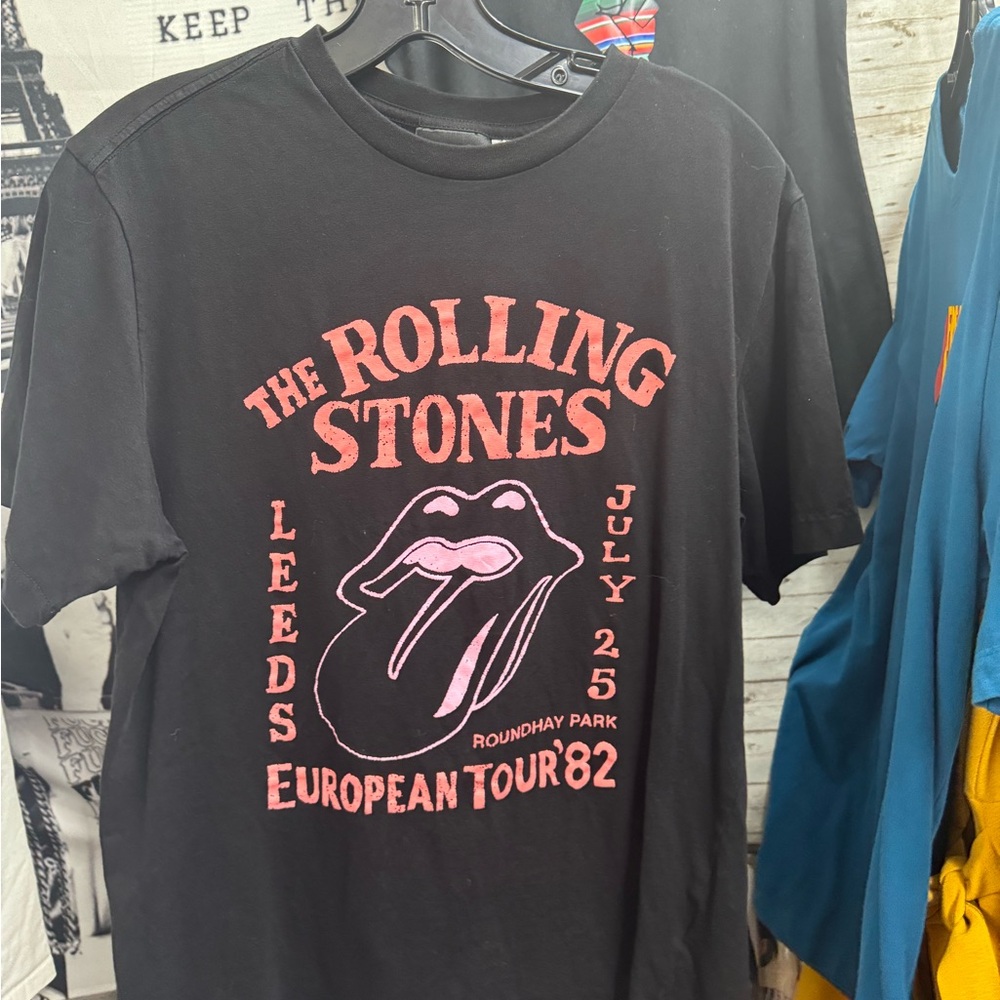 The Rolling Stones Black and Pink Short Sleeve Tee